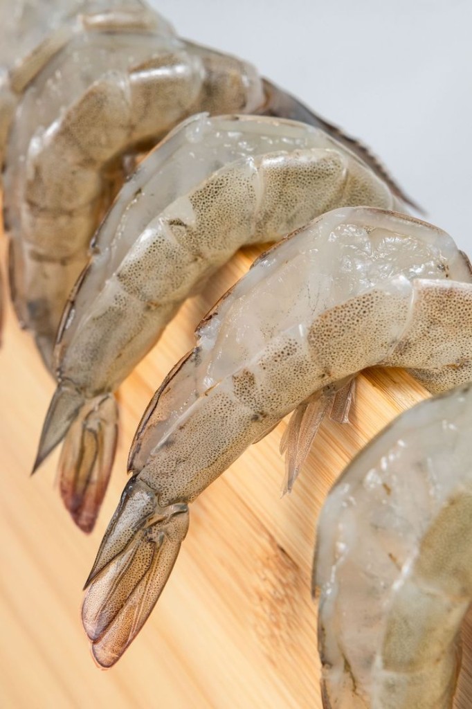 Fresh raw shrimp ready for processing